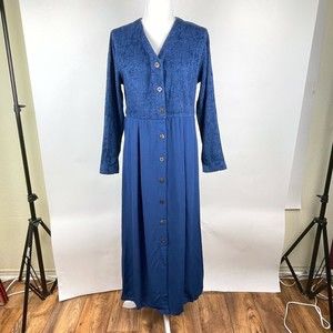 NWT Women's Sara Bond Size Medium Blue Button Down Long Sleeve Dress